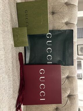 Gucci Set- Green Shopping Bag, Burgundy Box and Green Box